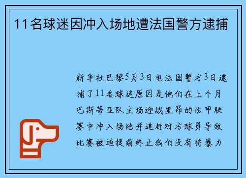 11名球迷因冲入场地遭法国警方逮捕